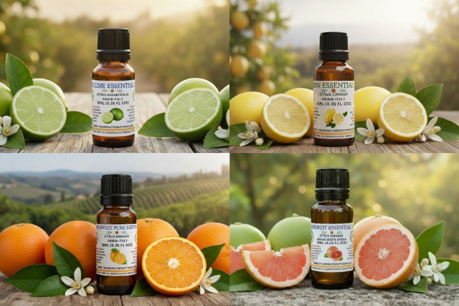 Citrus Essential Oil Collection - 4 x 10ml (Lemon, Lime, Grapefruit & Sweet Orange)