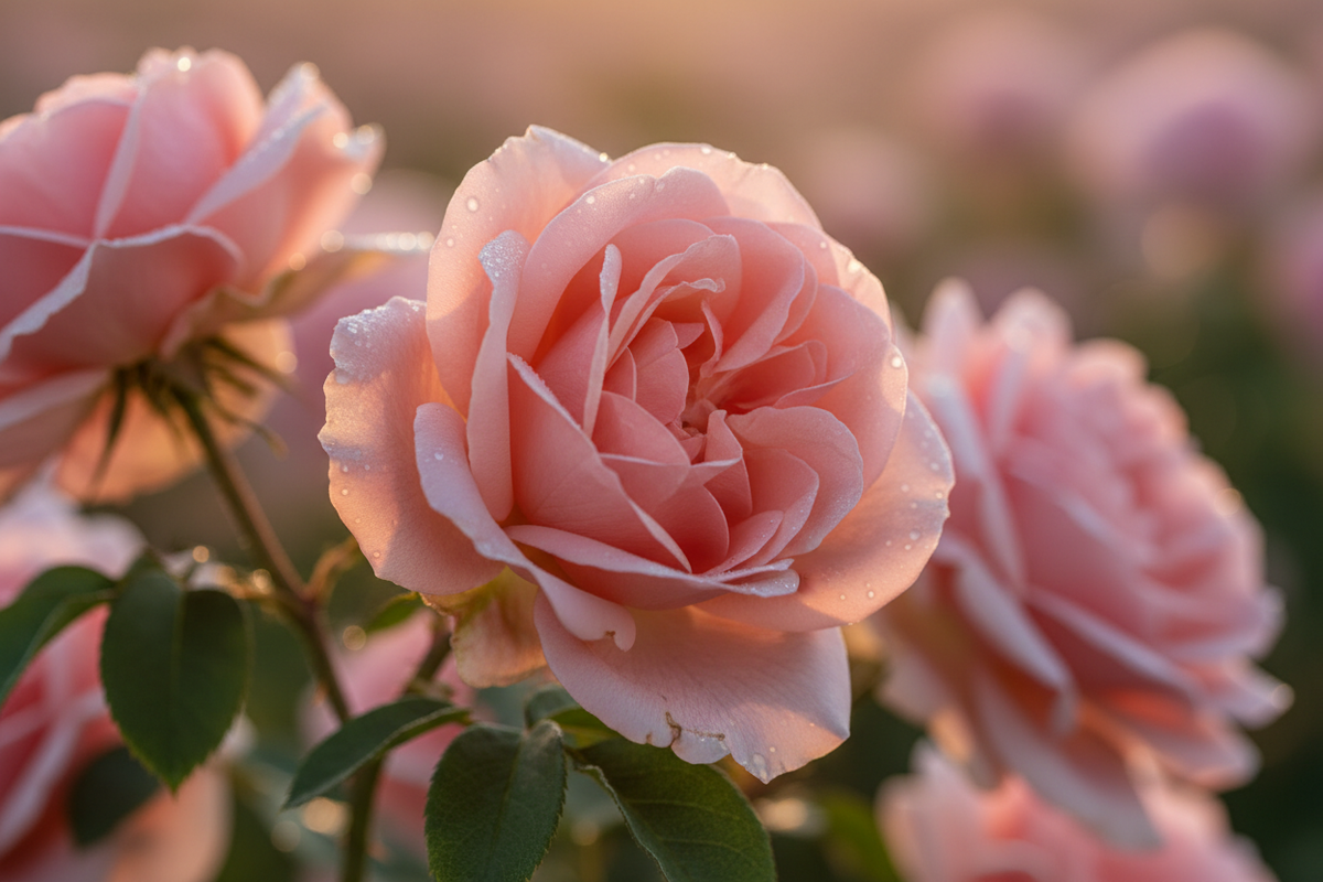 Botanically natural close-up of Bulgarian Damask rose petals