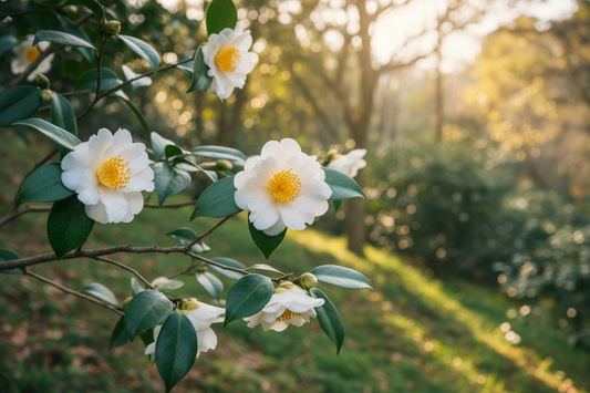 Camellia oleifera Flowers in Natural Setting