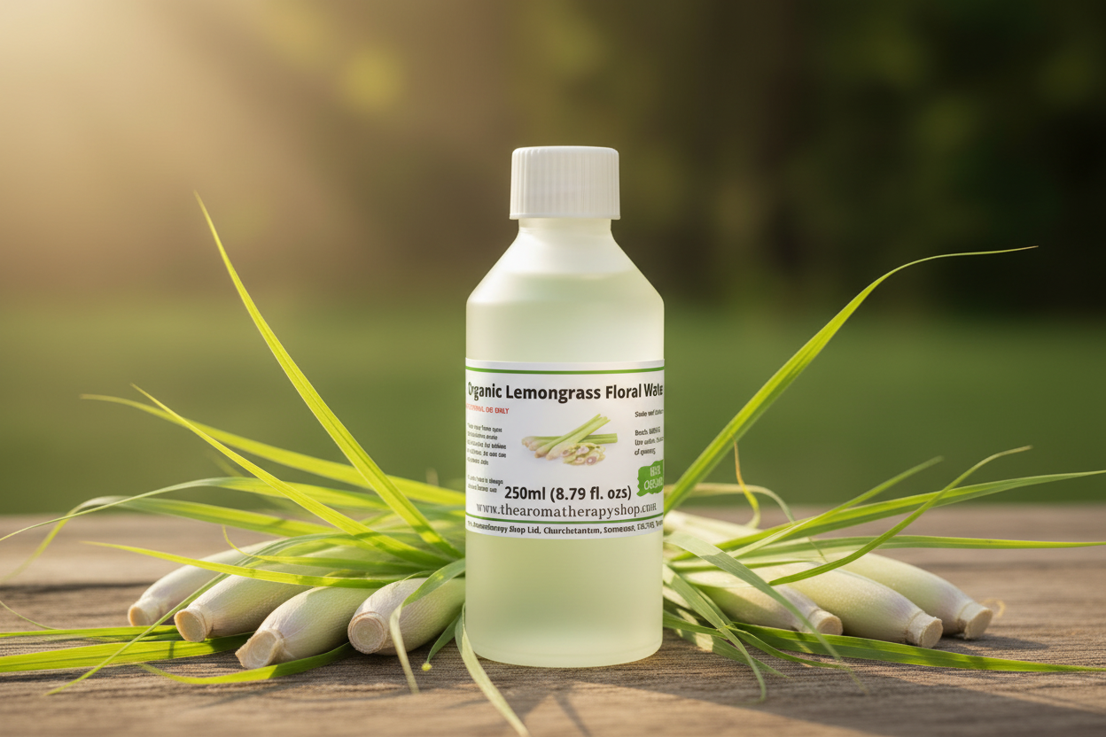 Lemongrass Floral Water 250ml bottle in sunny garden