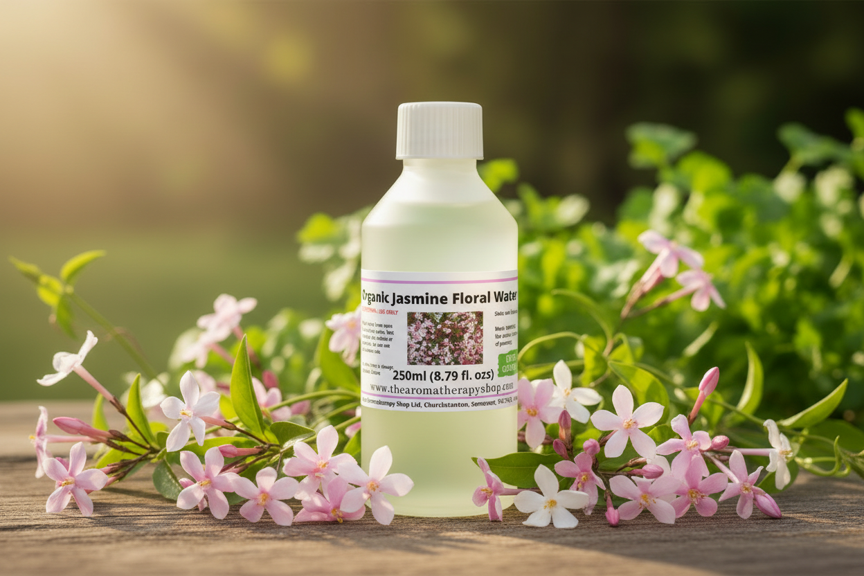 Pink Jasmine Floral Water 250ml bottle in sunny garden
