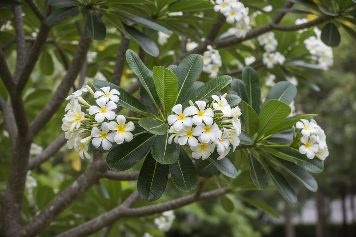 Realistic frangipani botanical photograph