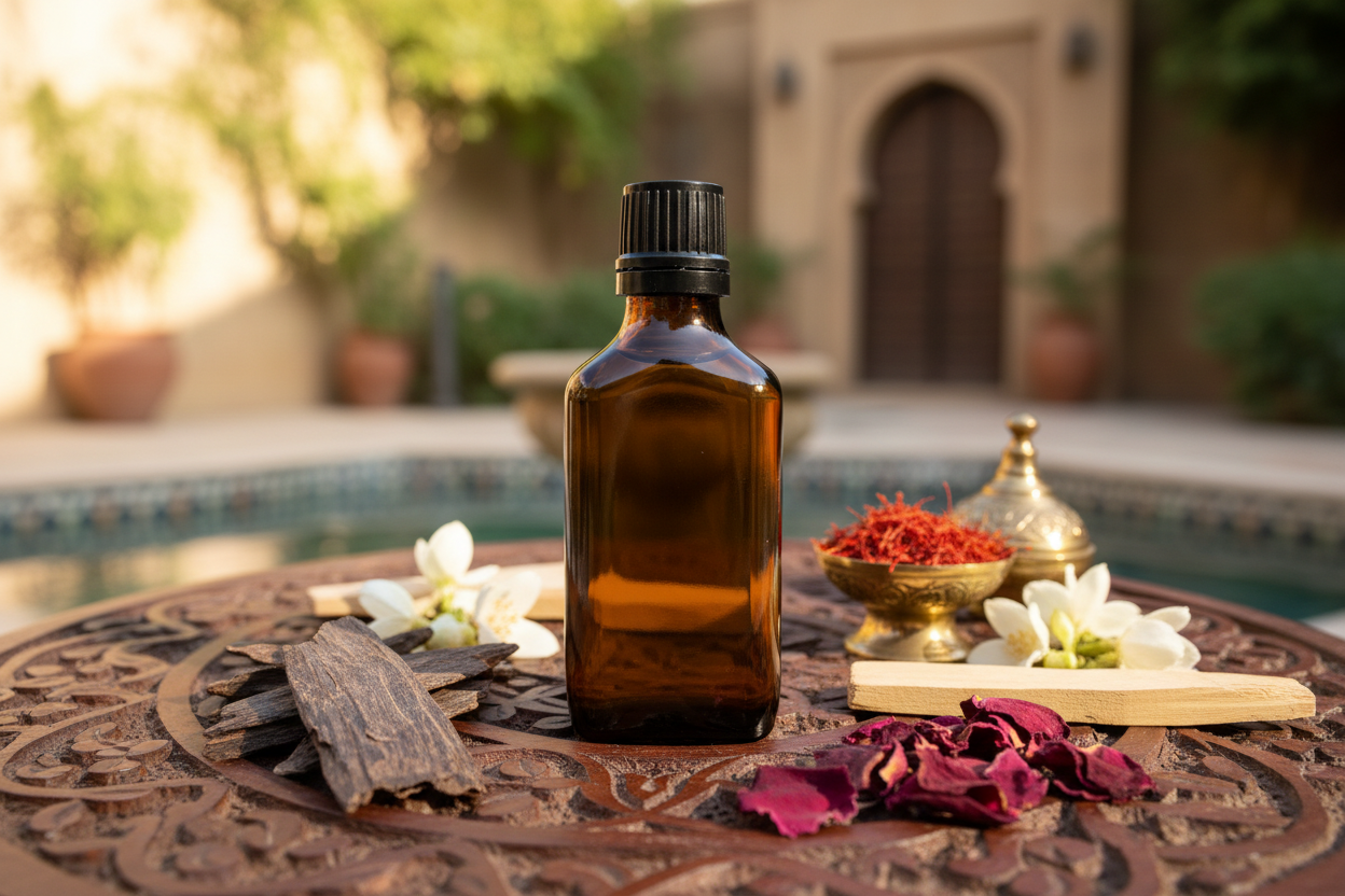 50ml bottle with outdoor attar background