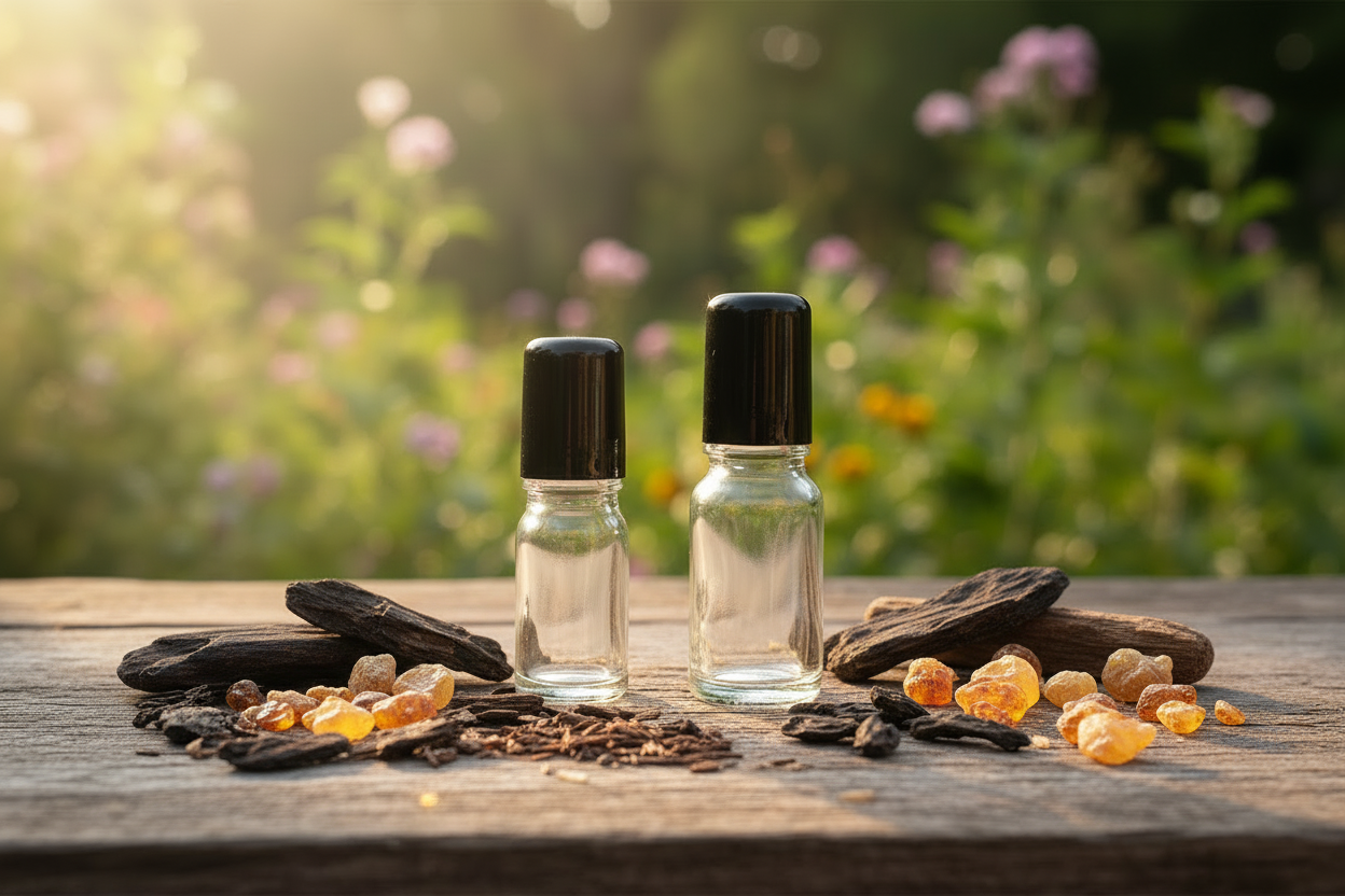 Amber oud attar roller bottles