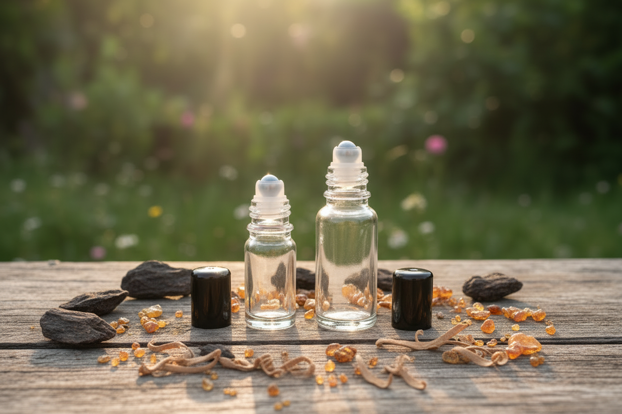 Amber oud attar roller bottles