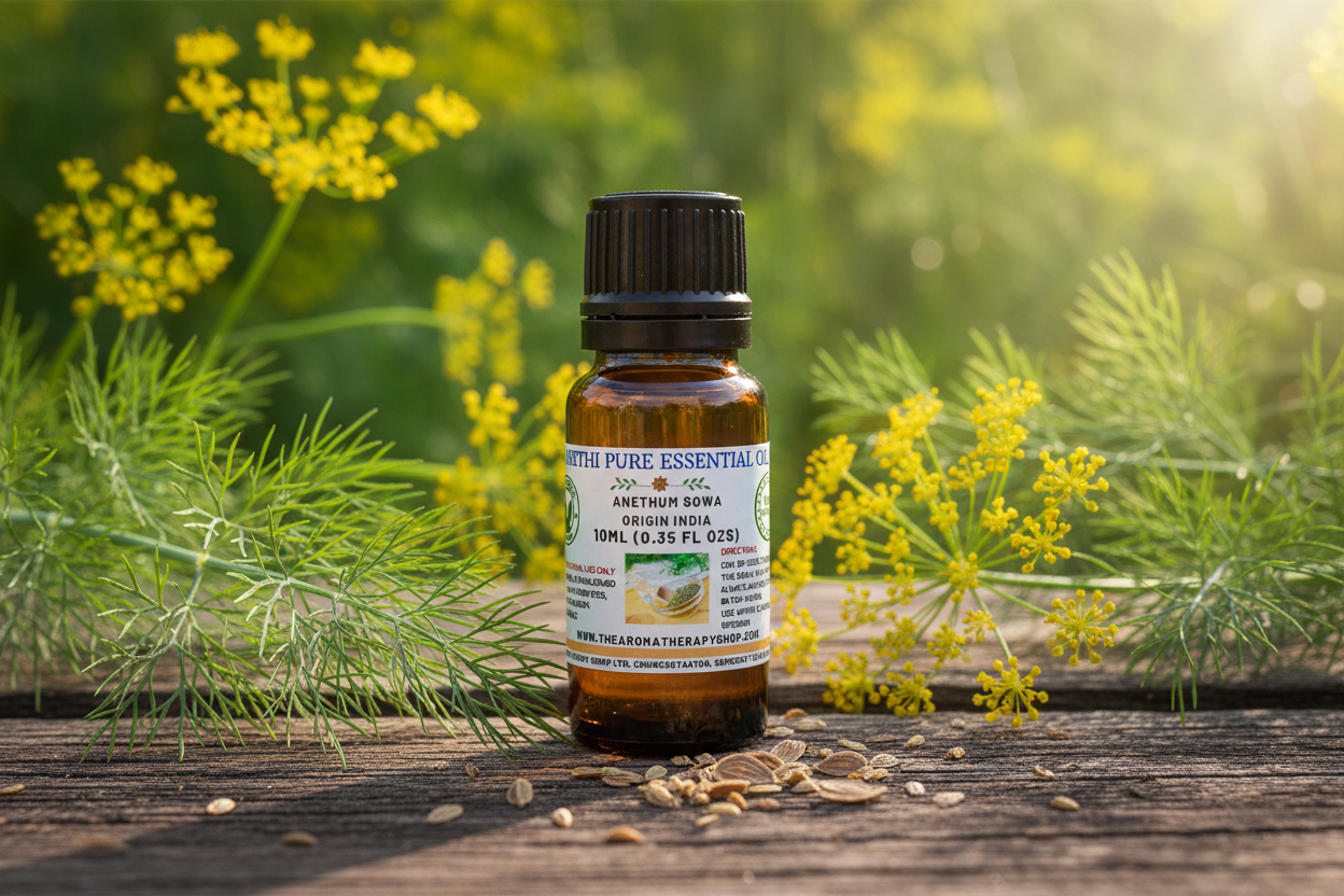 Anethi Pure Essential Oil Outdoor Product Photography