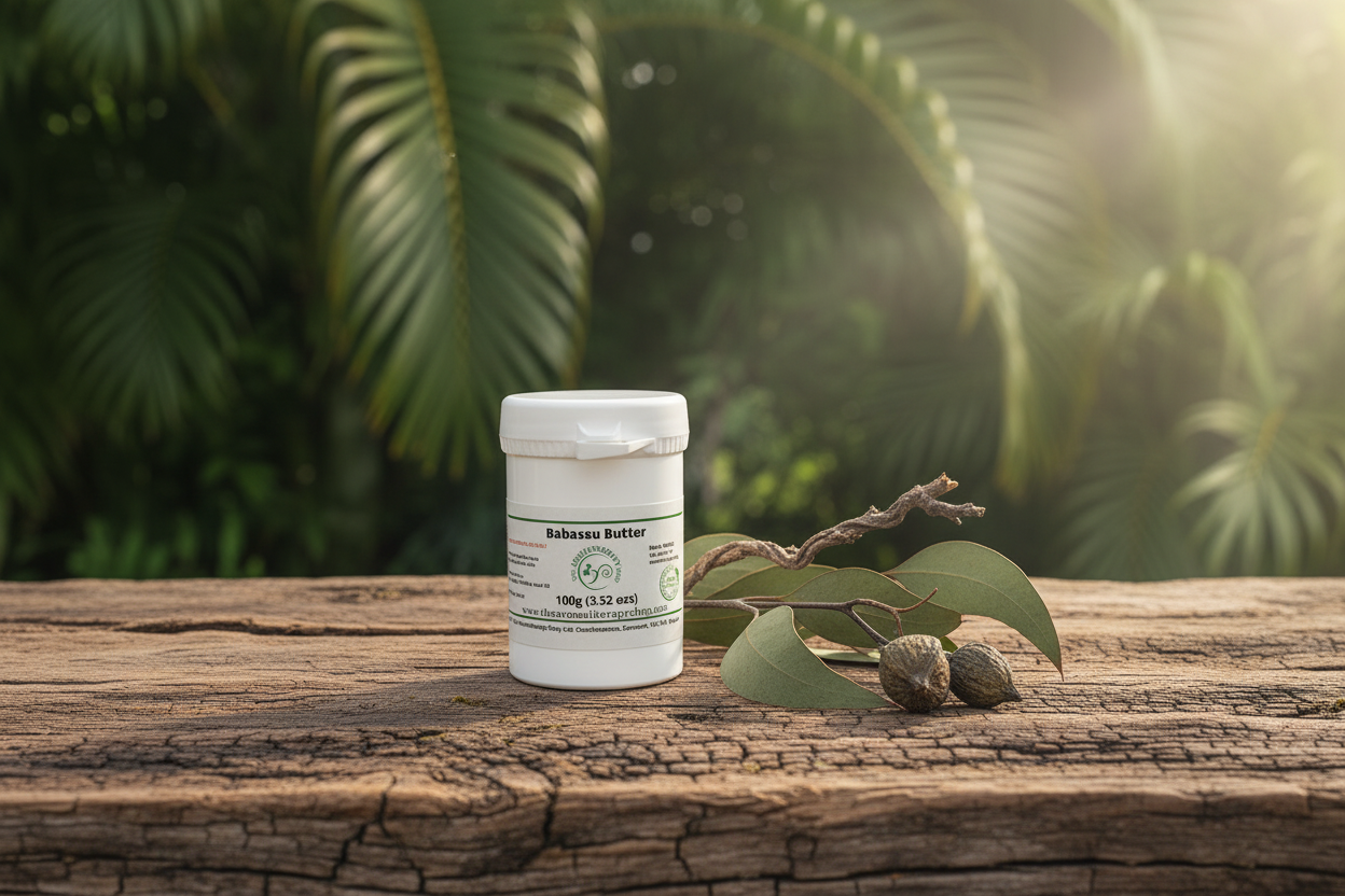 Babassu Butter 100g outdoor product photography with sunlight