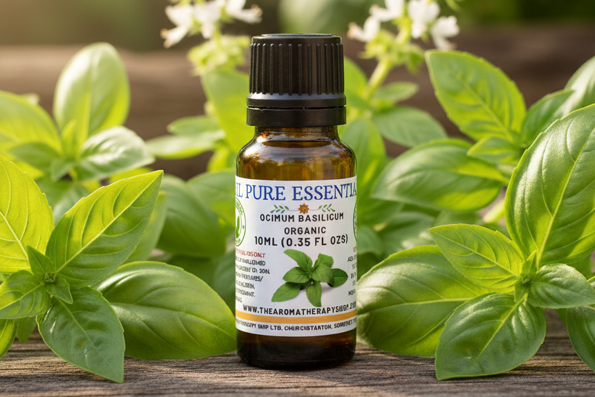 Basil Pure Essential Oil Outdoor Product Photography