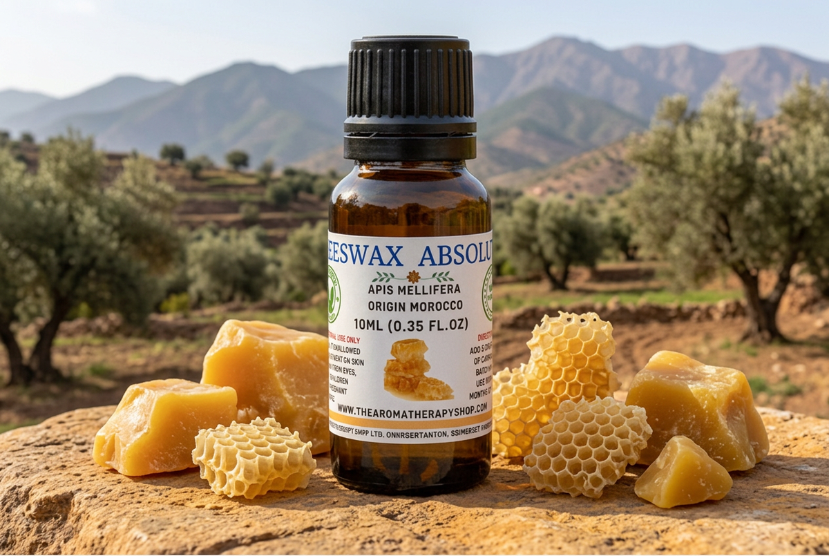 Beeswax Absolute showcase with a Moroccan background and new natural surface, without bees