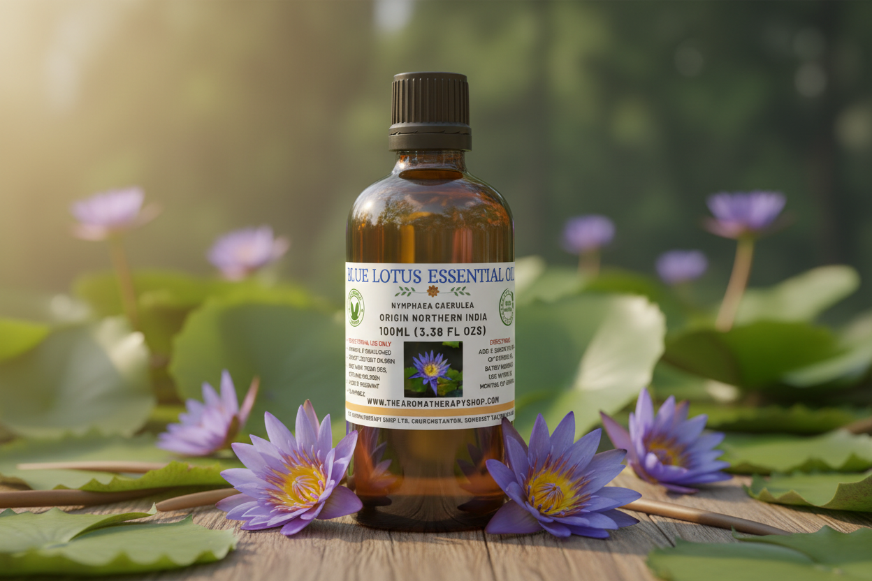 Blue Lotus 100ml Essential Oil Showcase - Exact Bottle