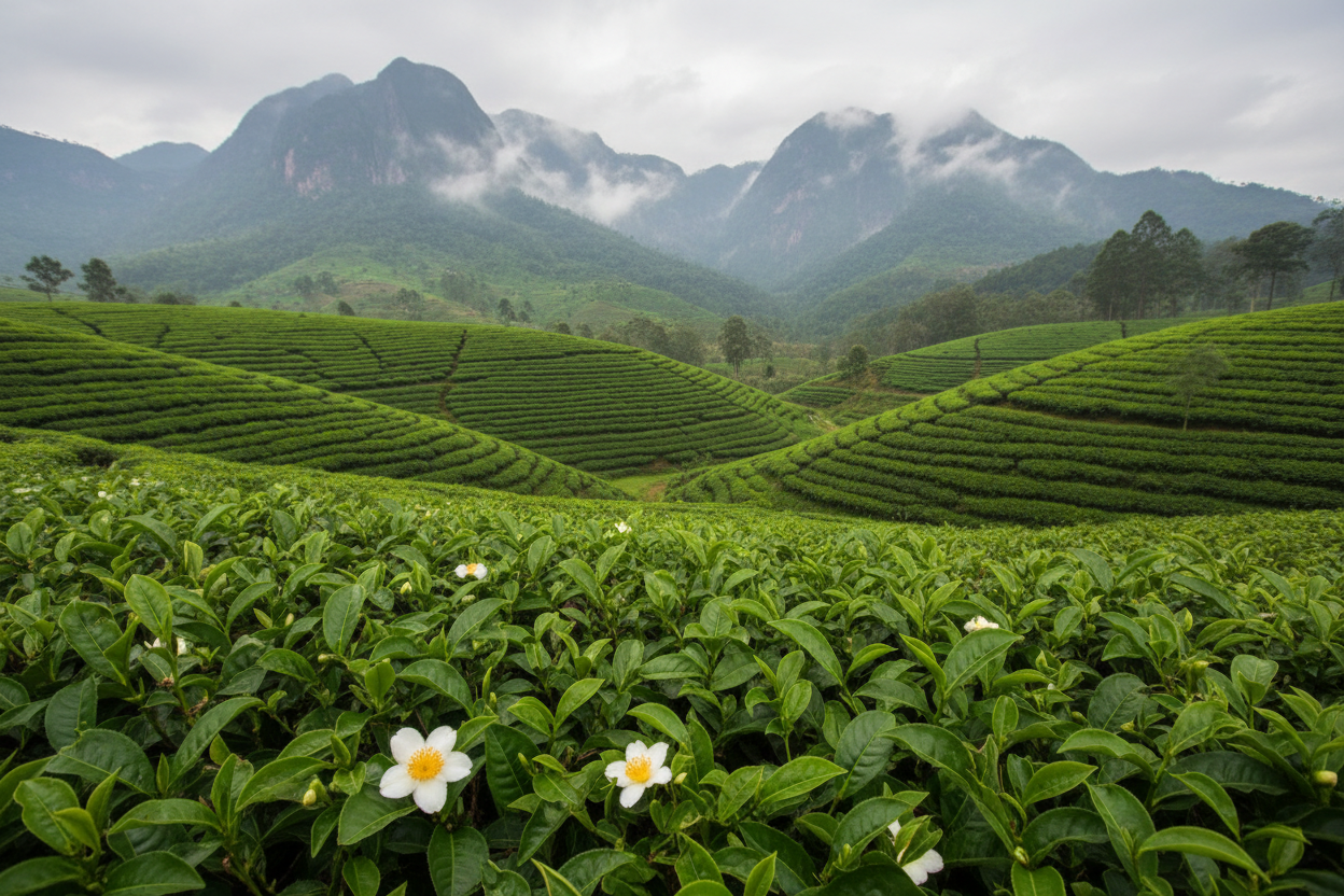 Camellia sinensis tea plants in Ceylon