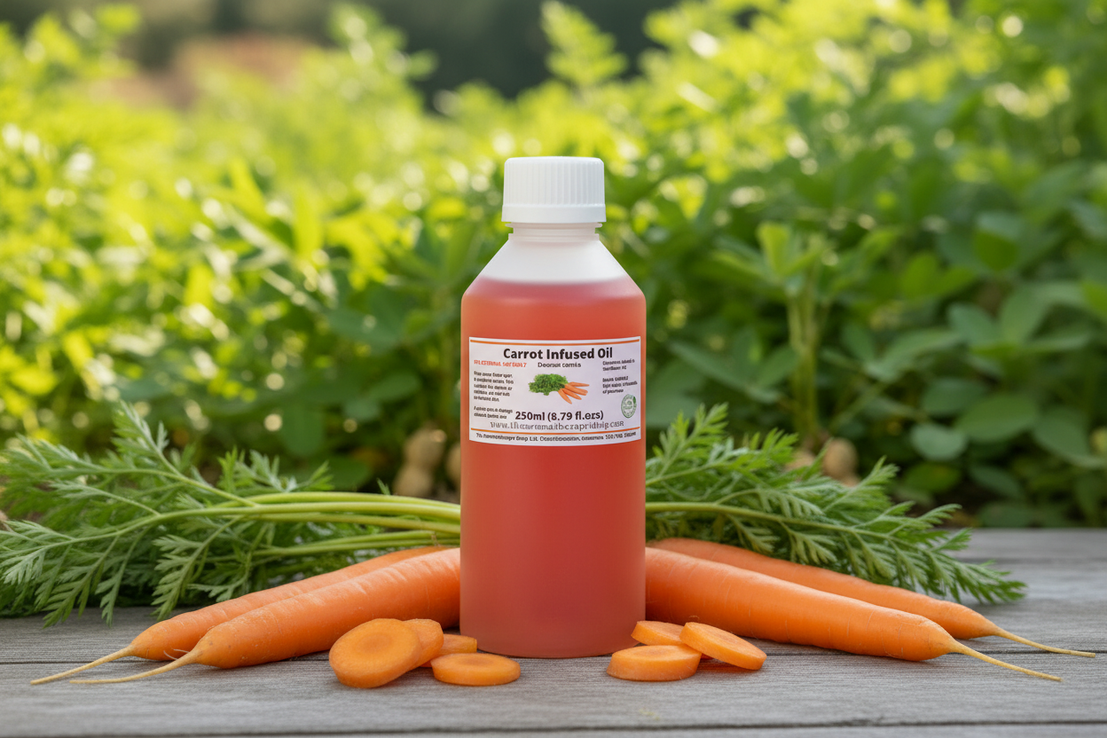 Carrot Infused Oil 250ml with correctly sized and positioned label