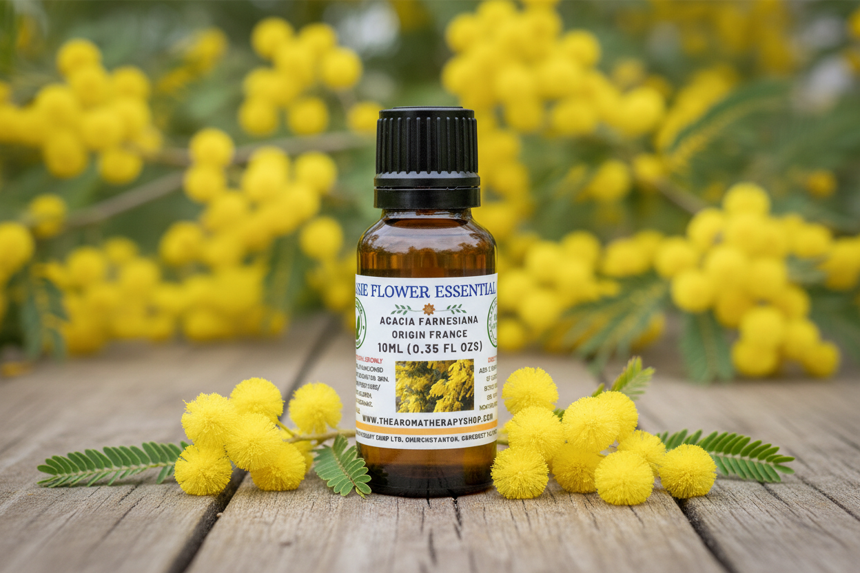 Cassie Flower Essential Oil with more prominent bottle