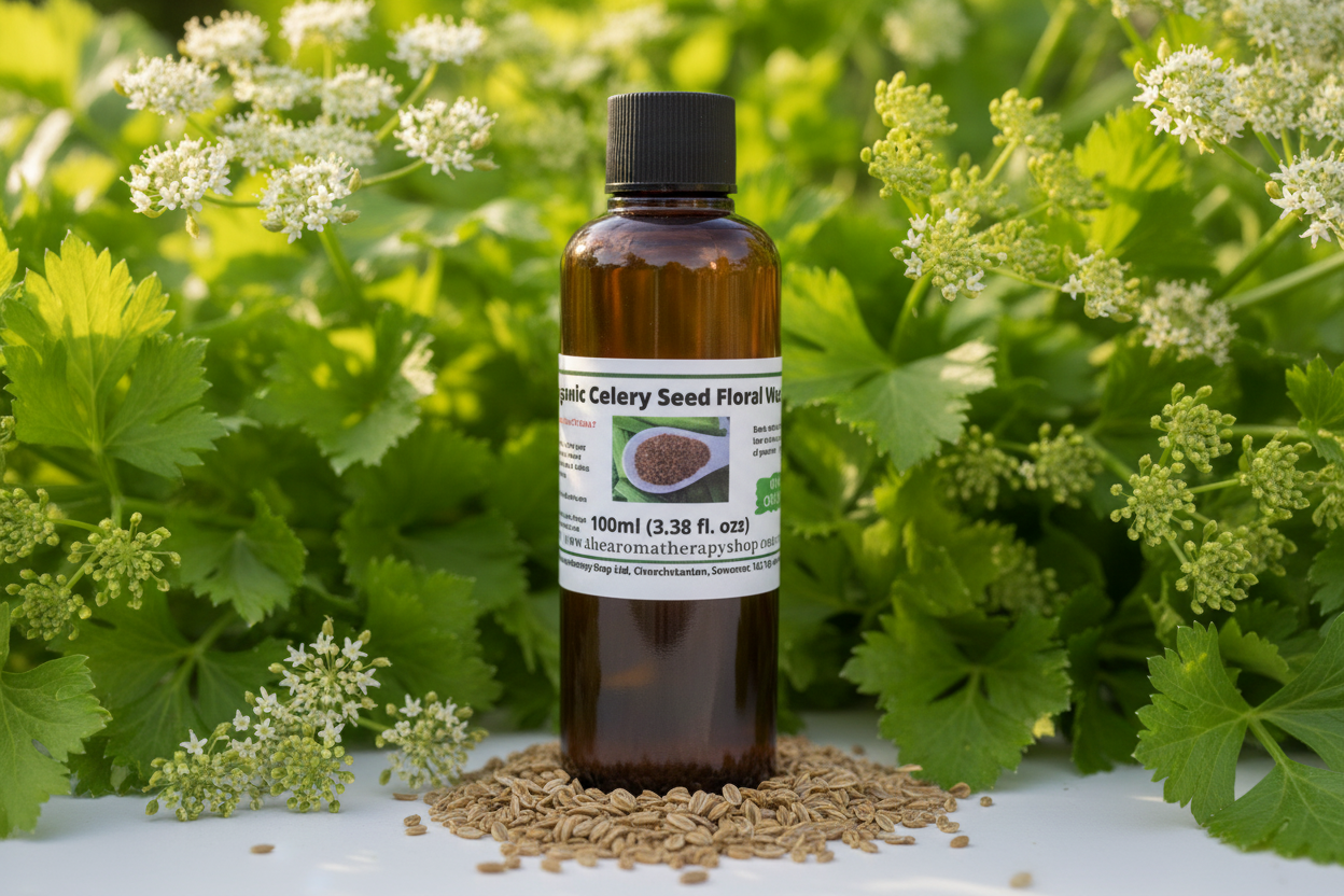 Celery Seed Floral Water 100ml with Natural Background