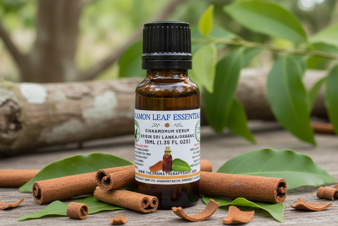Cinnamon Leaf Essential Oil outdoor product photography