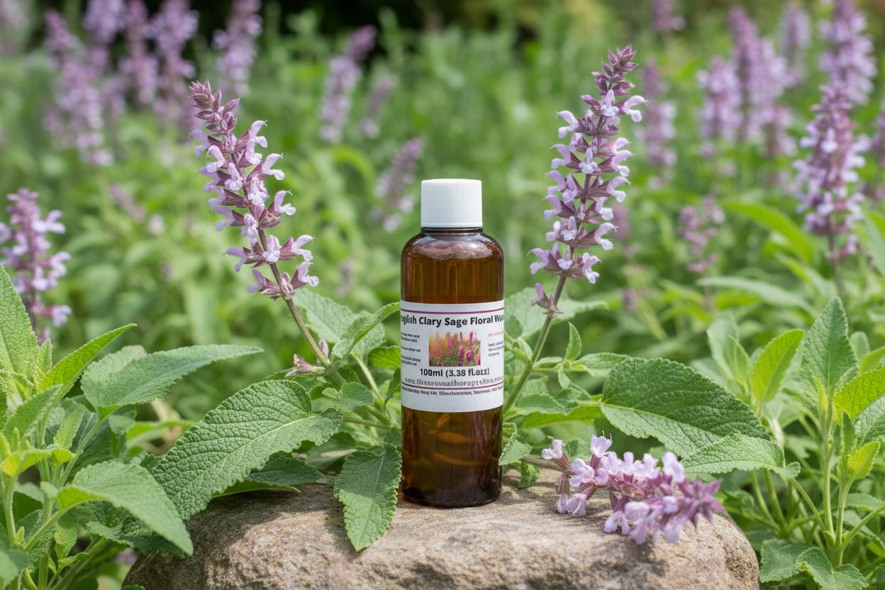 Clary Sage Floral Water 100ml with Natural Background