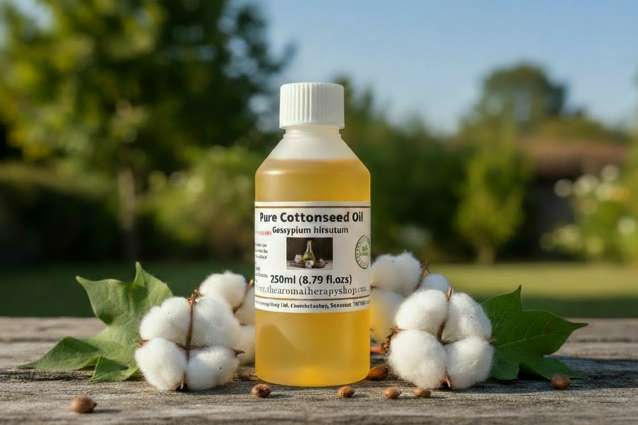 Cottonseed Oil 250ml - With Background Elements