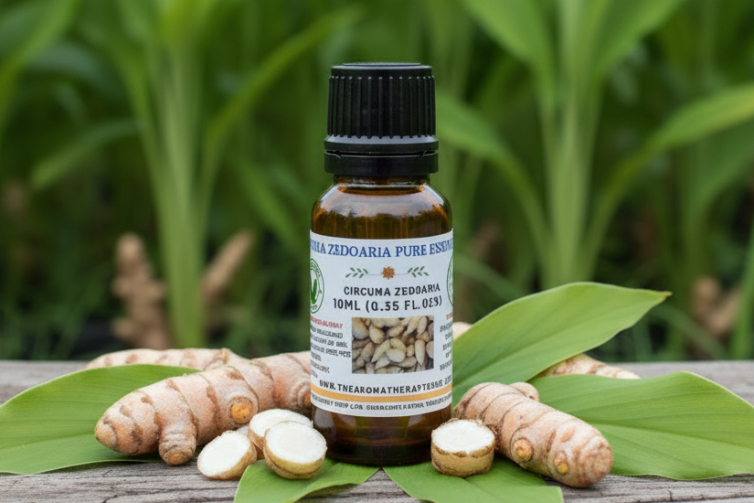 Curcuma Zedoaria Pure Essential Oil outdoor product photography