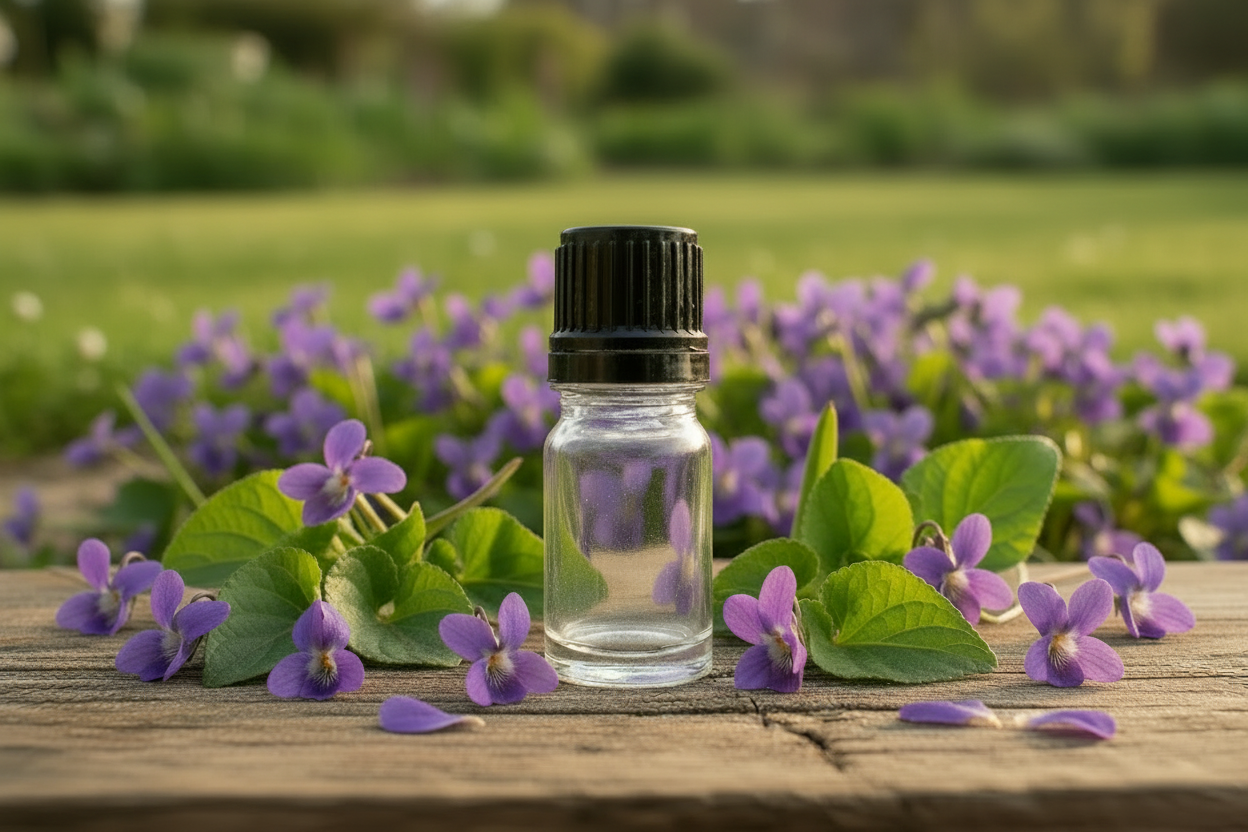 Egyptian Viola Odorata — Garden Scene Background