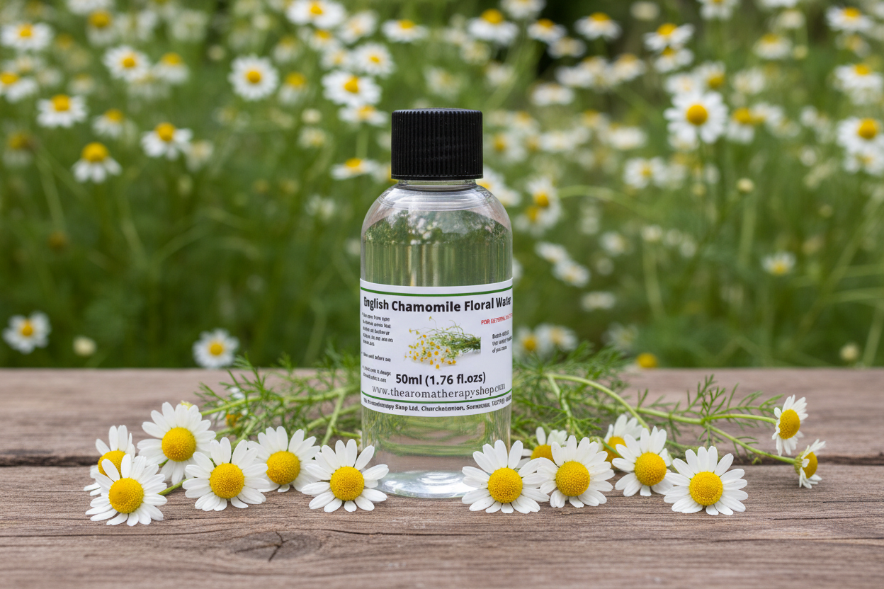 English Chamomile Floral Water 50ml in natural outdoor setting