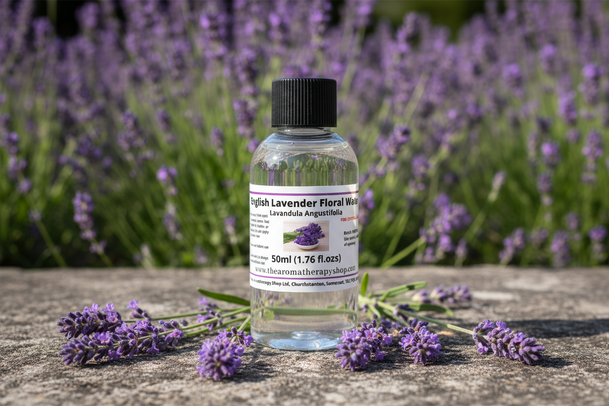 English Lavender Floral Water 50ml in natural outdoor setting