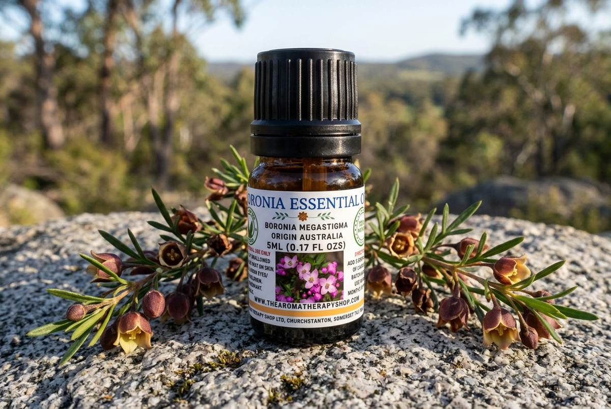 Fresh Boronia attempt from the original label and bottle photograph, targeting the approved framing