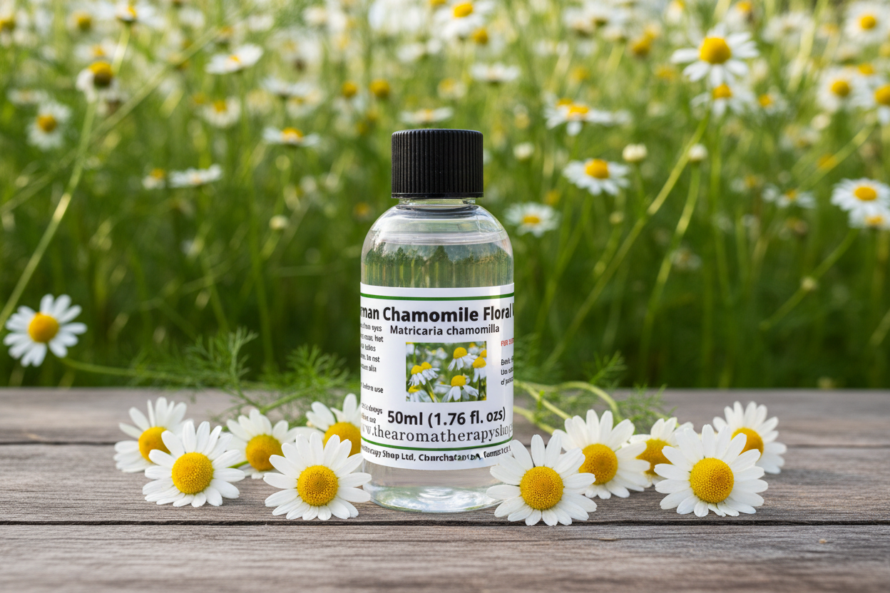 German Chamomile Floral Water 50ml in natural outdoor setting