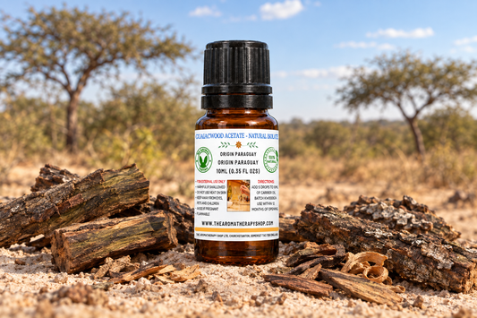 Guaiacwood Acetate 10ml showcase, Paraguayan background