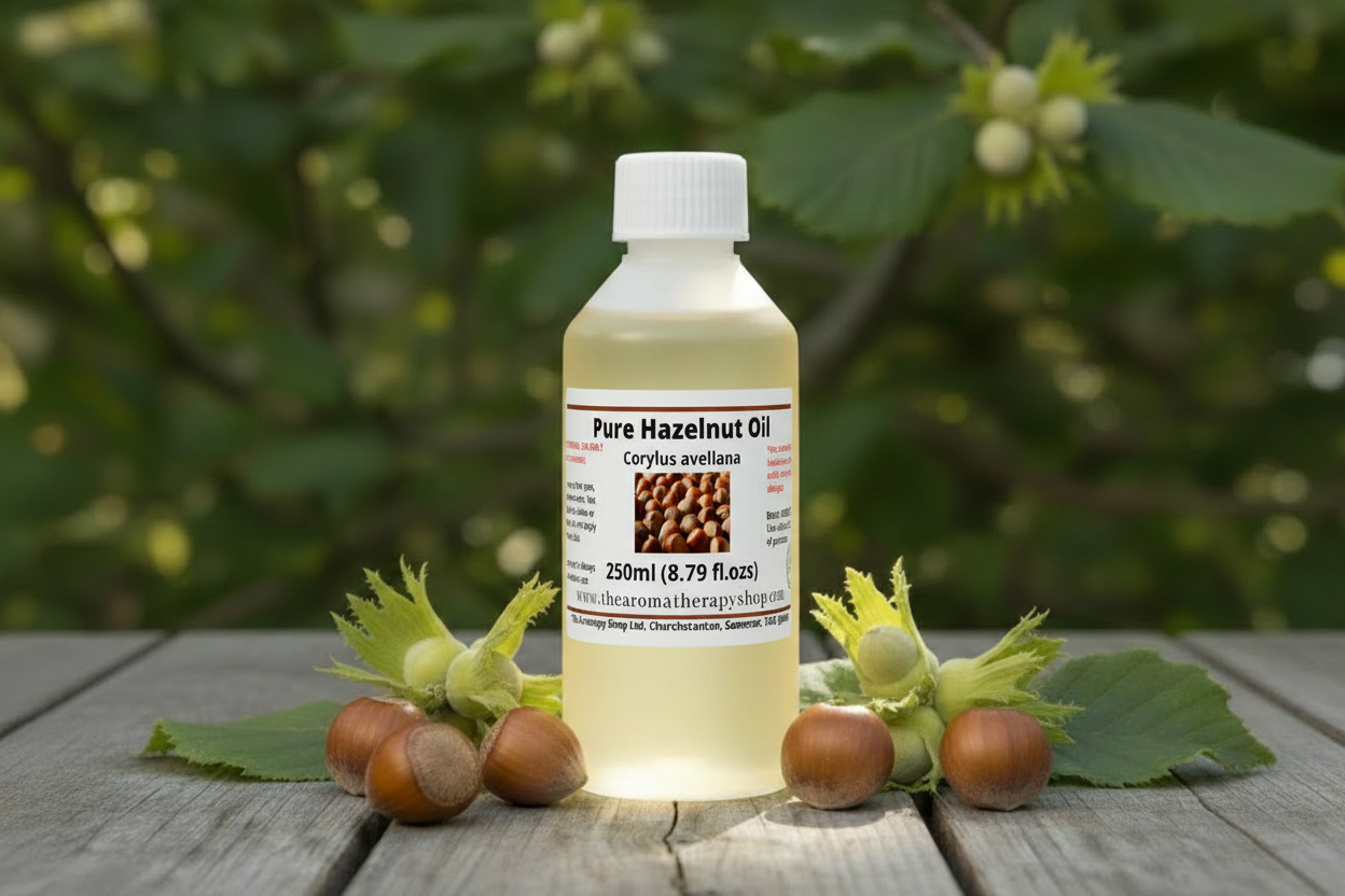 Hazelnut Oil 250ml with label near collar