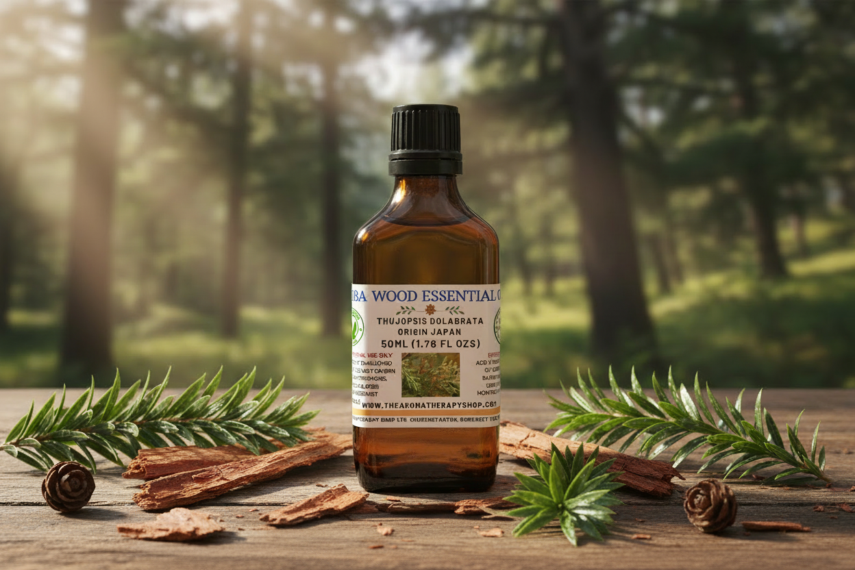 Hiba Wood Essential Oil 50ml Correct Label Size