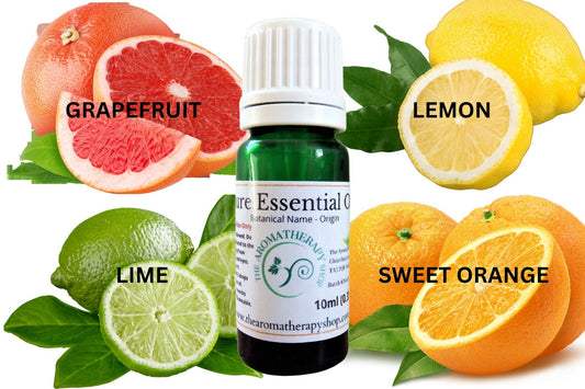 Citrus Pure Essential Oils Selection (4 x 10ml Pure Essential Oils) - Lemon, Lime, Grapefruit, Sweet Orange