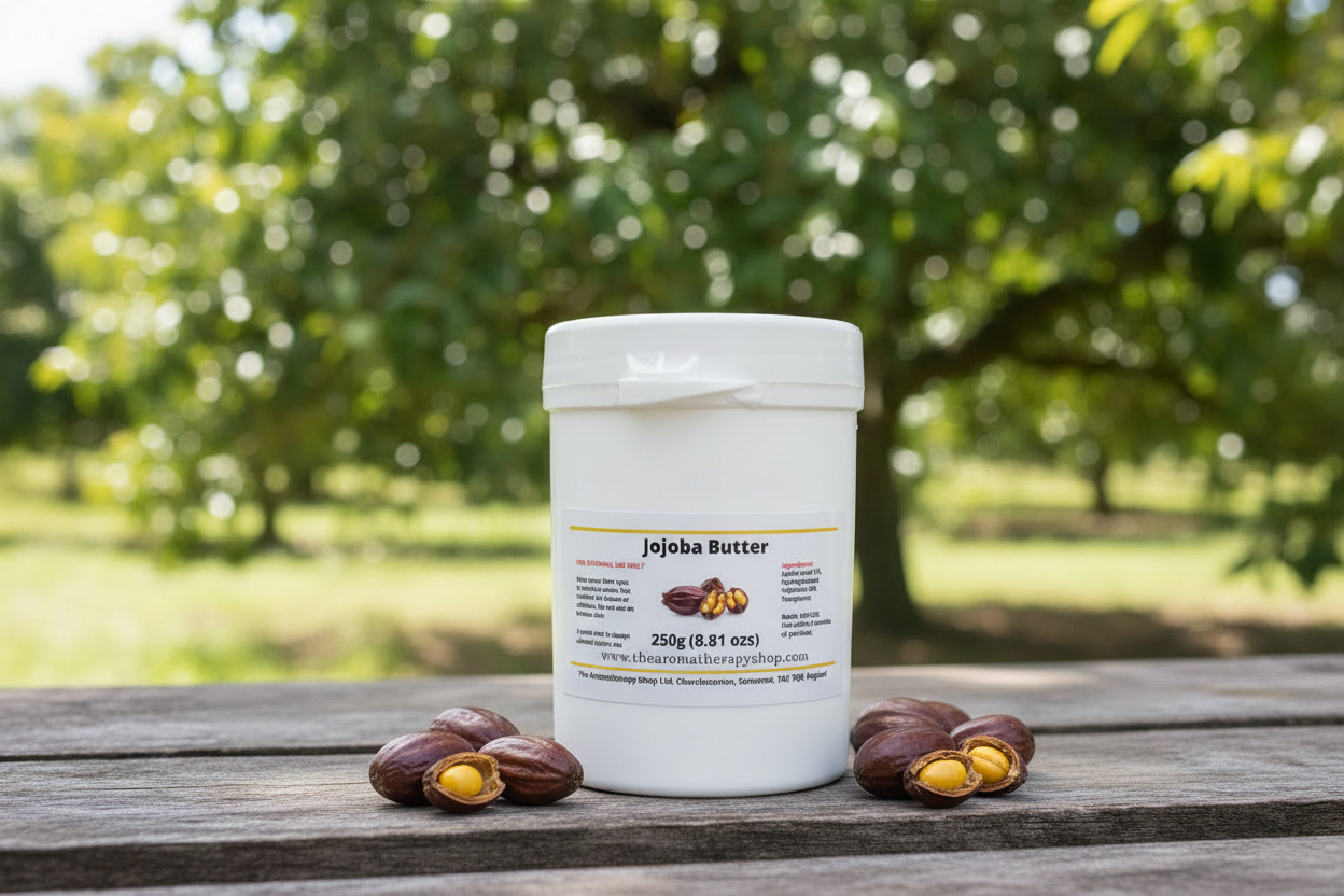 Jojoba Butter 250g white snap secure pot outdoor product photography
