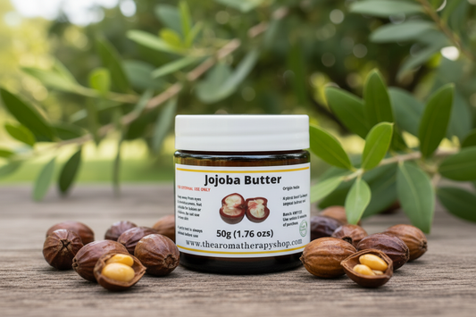 Jojoba Butter 50g amber jar outdoor product photography