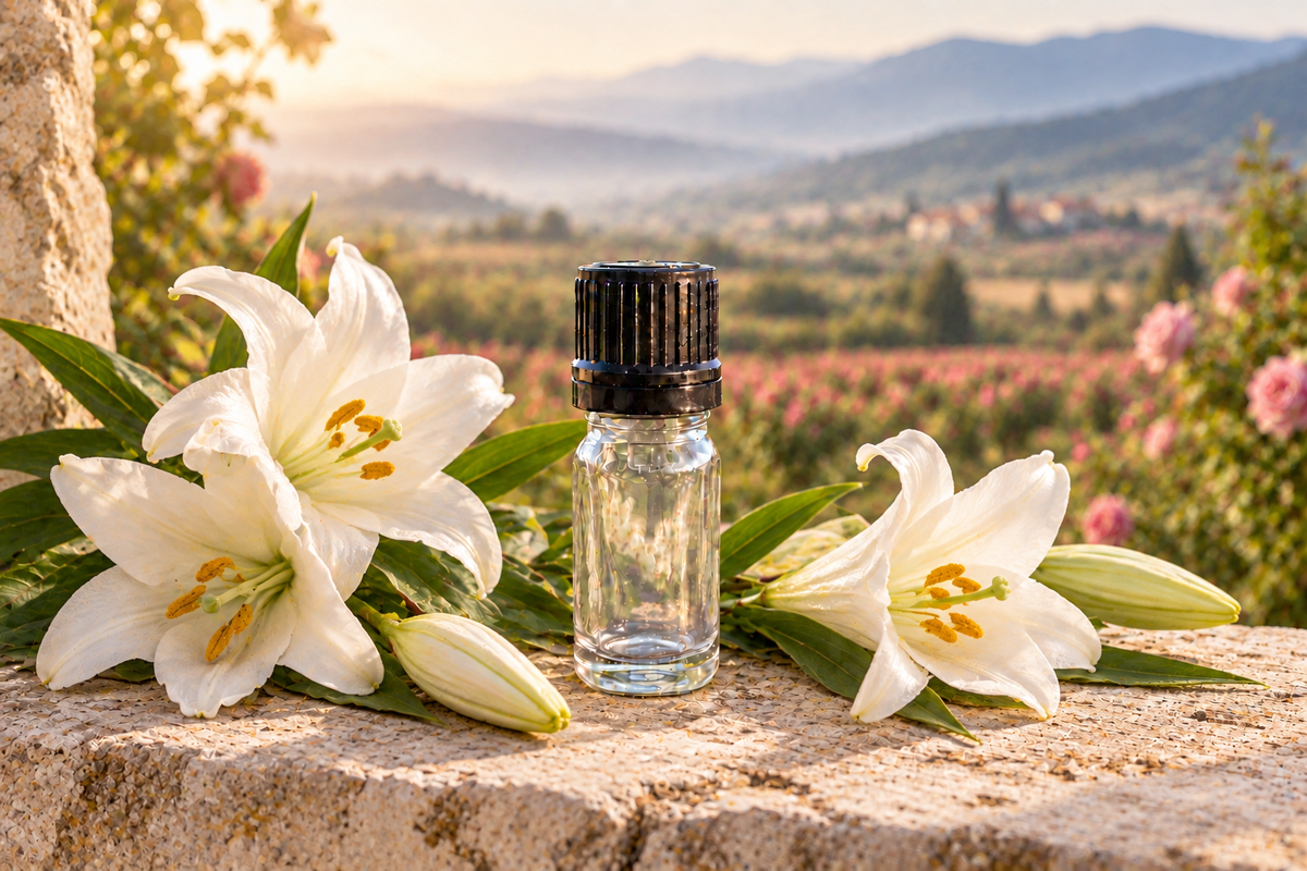 Lilium candidum 5ml showcase, Bulgarian background