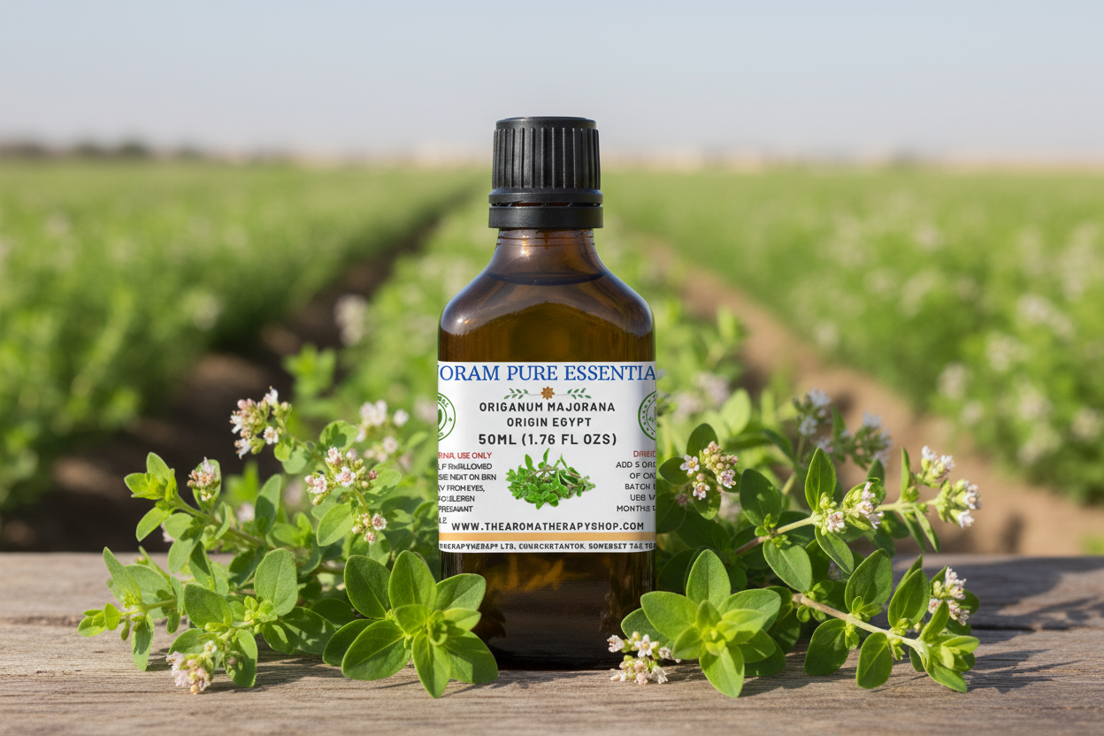 Marjoram Pure Essential Oil 50ml - Half Panel Label at Collar