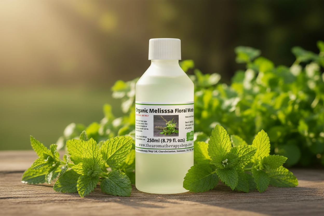 Melissa Floral Water 250ml bottle in sunny garden