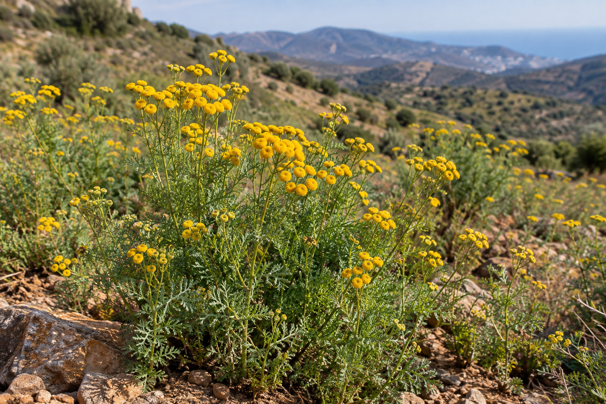 Moroccan Azure Bloom botanical showcase in a natural Moroccan hillside setting