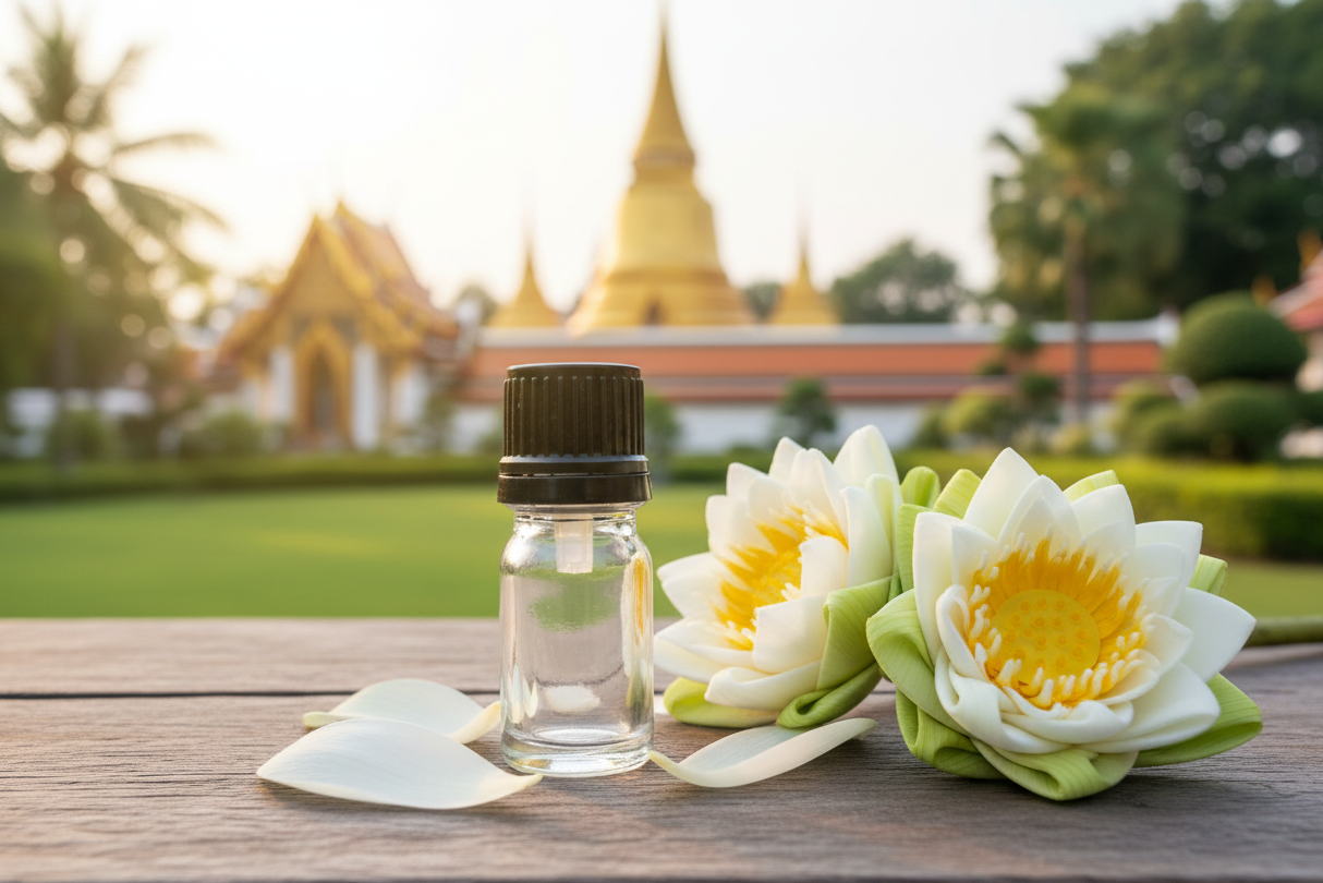 Nelumbo Nucifera White Lotus Thai Temple 1ml Bottle Showcase