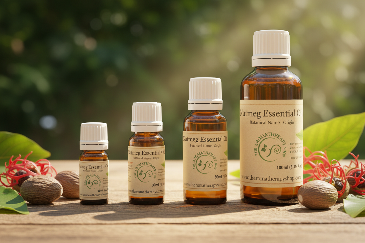 Nutmeg Essential Oil with complete labels