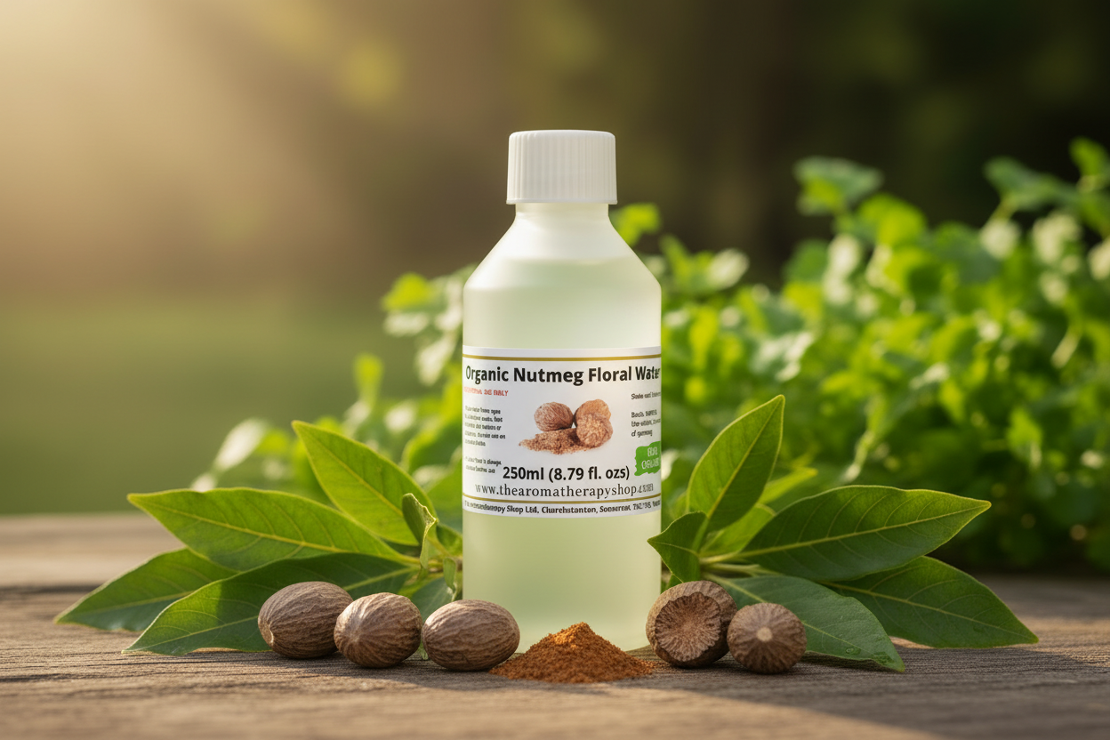 Nutmeg Floral Water 250ml bottle in sunny garden