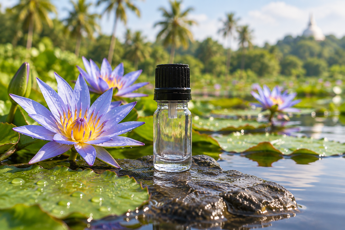 Nymphaea nouchali 1ml showcase, Sri Lankan pond background
