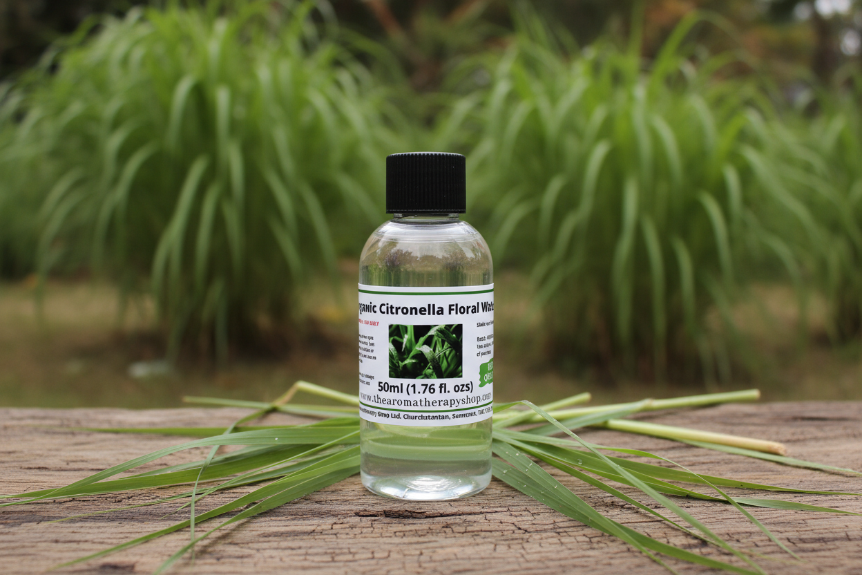 Organic Citronella Floral Water 50ml in natural outdoor setting