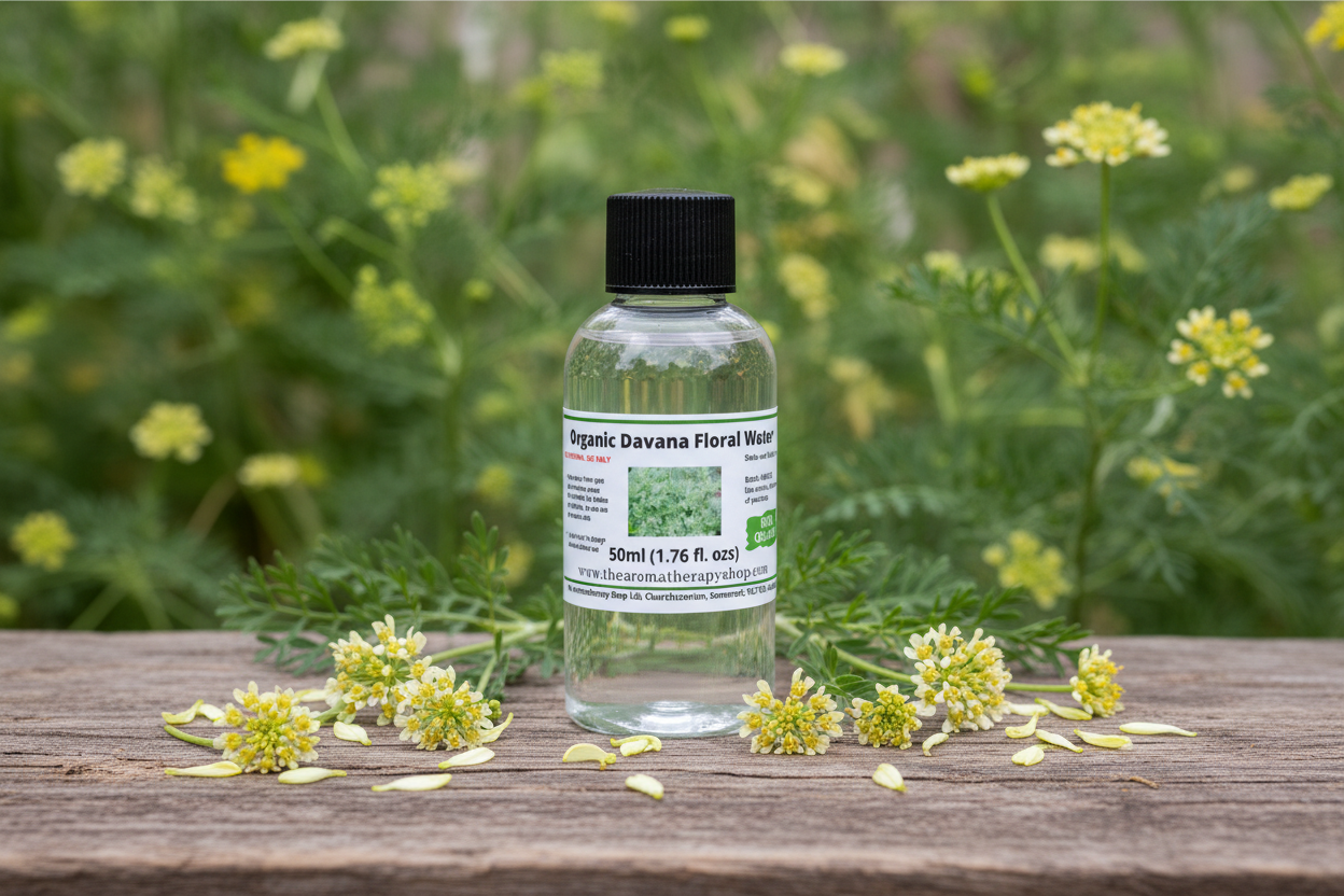 Organic Davana Floral Water 50ml in natural outdoor setting