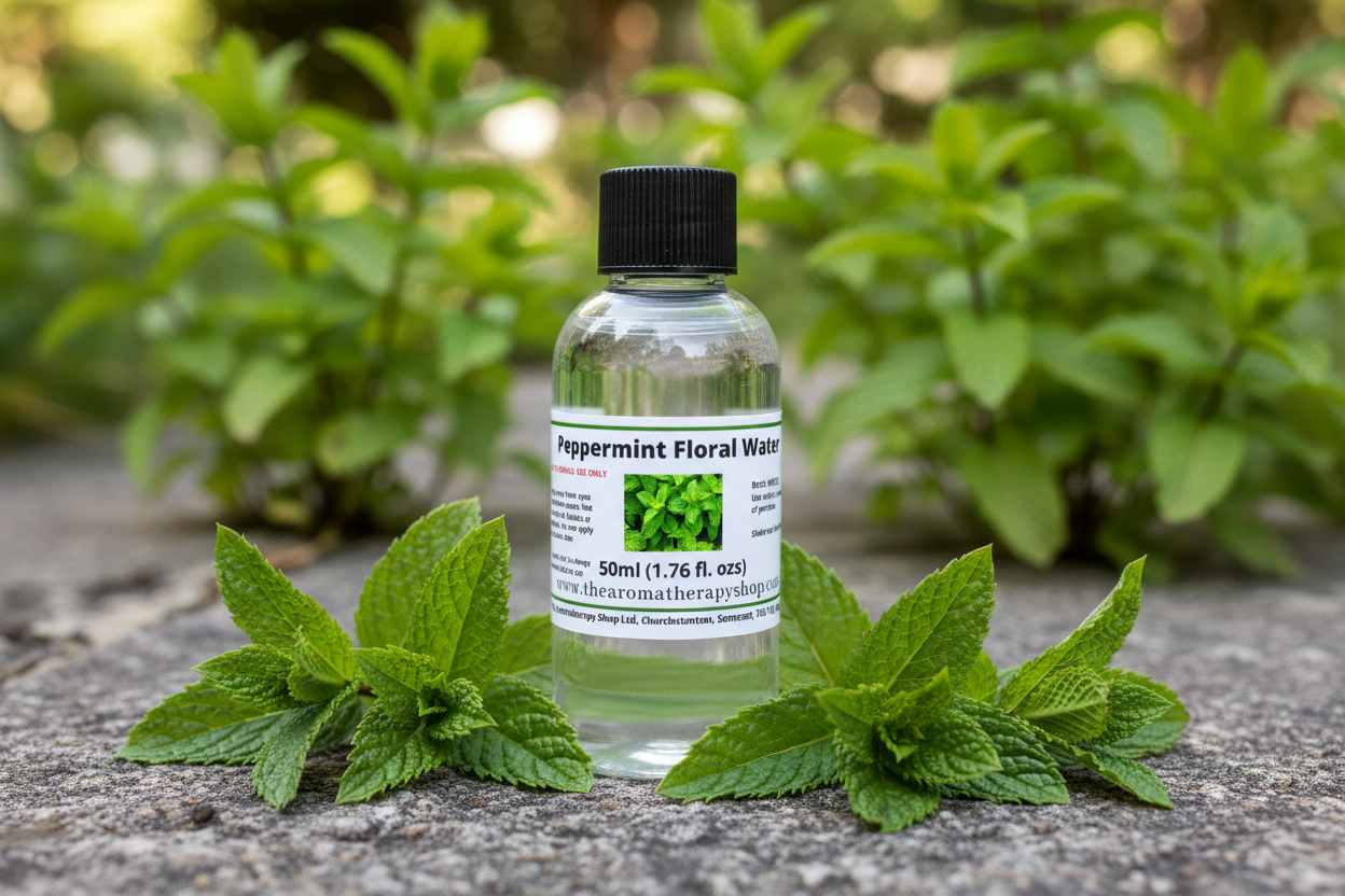 Peppermint Floral Water 50ml in natural outdoor setting