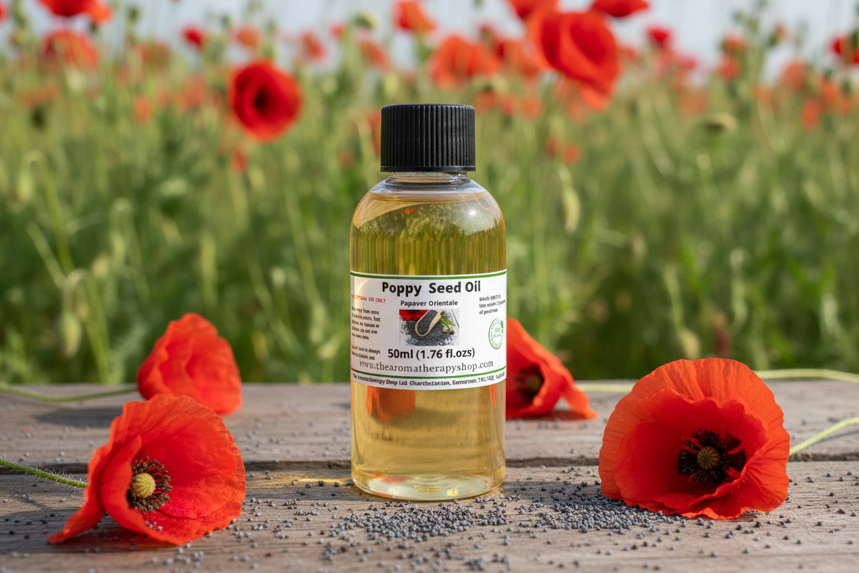 Poppy Seed Oil 50ml in natural field setting