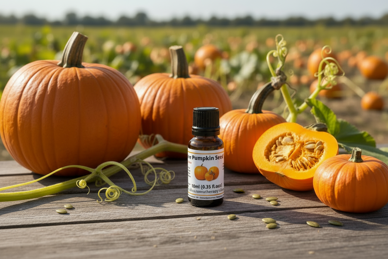 Pumpkin Seed Oil with larger dominant pumpkins