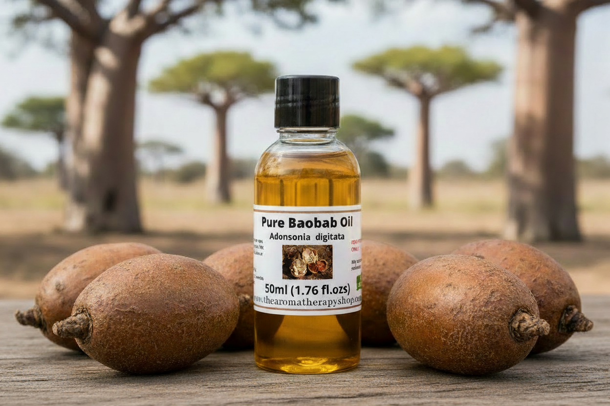 Pure Baobab Oil 50ml with deeper golden-amber color matching 250ml
