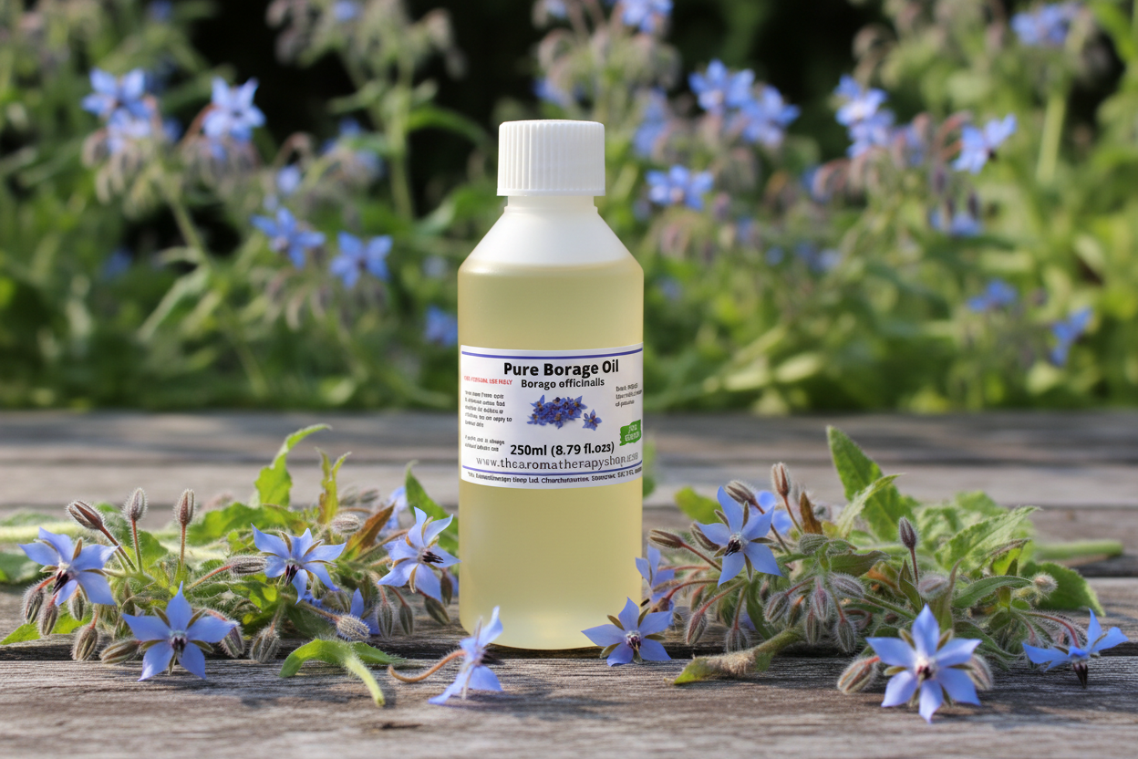 Pure Borage Oil 250ml with correctly proportioned 70mm x 34mm label