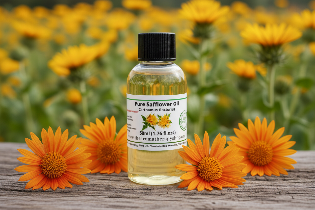 Pure Safflower Oil 50ml with authentic safflower colors