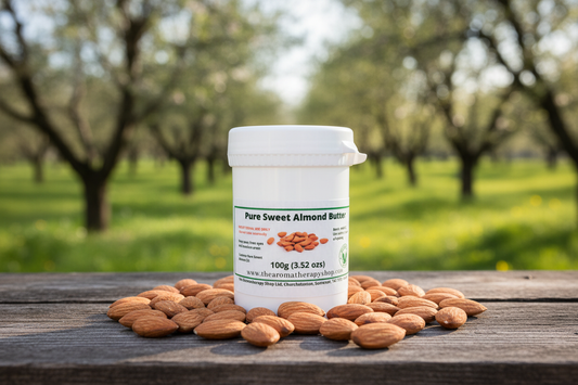 Pure Sweet Almond Butter 100g outdoor product photography